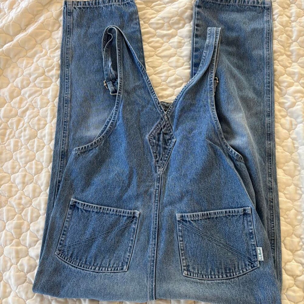 L.L. Bean Vintage Kid's Denim Bib Overalls Size M - Picture 2 of 7